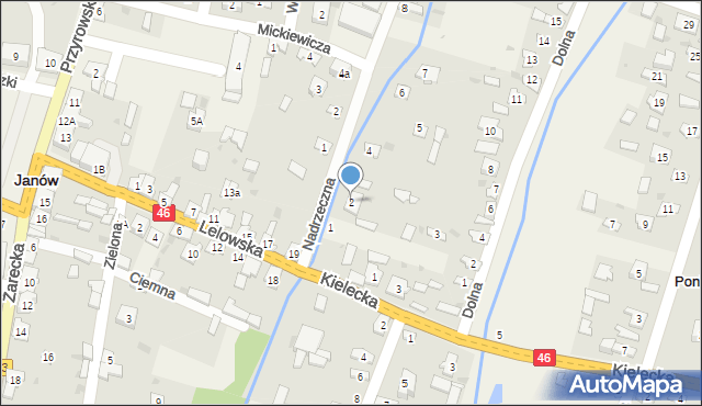 Ponik, Nadrzeczna, 2, mapa Ponik