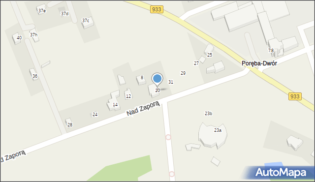 Poręba, Nad Zaporą, 10, mapa Poręba