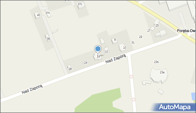 Poręba, Nad Zaporą, 14, mapa Poręba