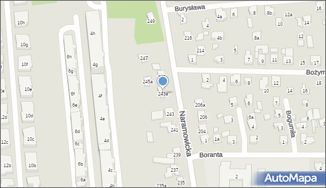 Poznań, Naramowicka, 243a, mapa Poznania