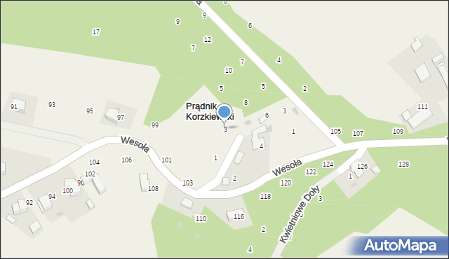 Prądnik Korzkiewski, Nad Hamernią, 3, mapa Prądnik Korzkiewski