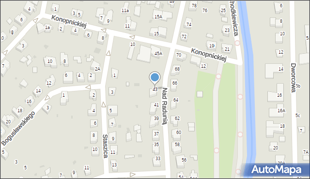 Pruszcz Gdański, Nad Radunią, 43, mapa Pruszcz Gdański