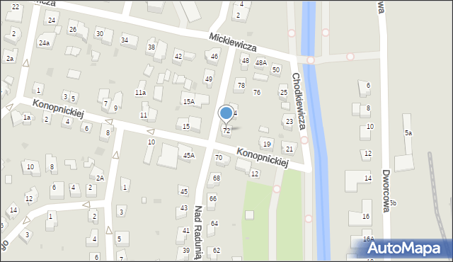 Pruszcz Gdański, Nad Radunią, 72, mapa Pruszcz Gdański