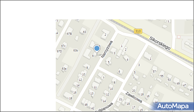 Psarskie, Narcyzowa, 6a, mapa Psarskie