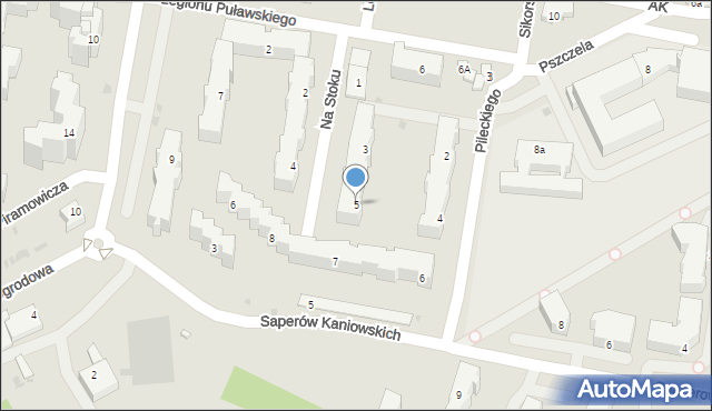 Puławy, Na Stoku, 5, mapa Puław
