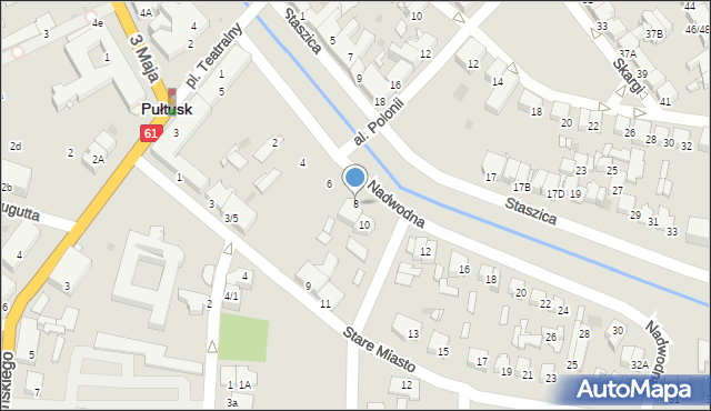 Pułtusk, Nadwodna, 8, mapa Pułtusk