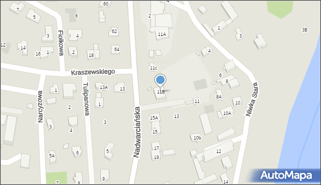 Puszczykowo, Nadwarciańska, 11B, mapa Puszczykowo
