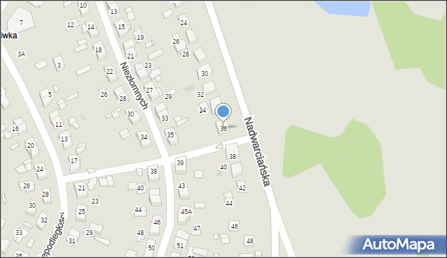 Puszczykowo, Nadwarciańska, 36, mapa Puszczykowo