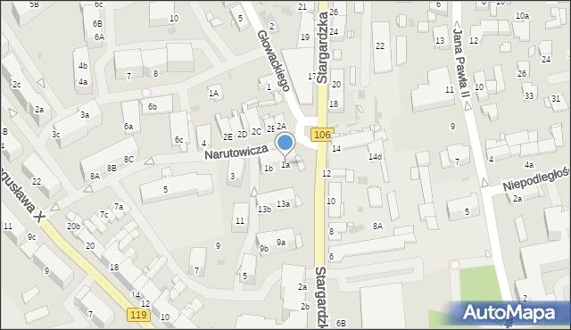 Pyrzyce, Narutowicza Gabriela, 1a, mapa Pyrzyce