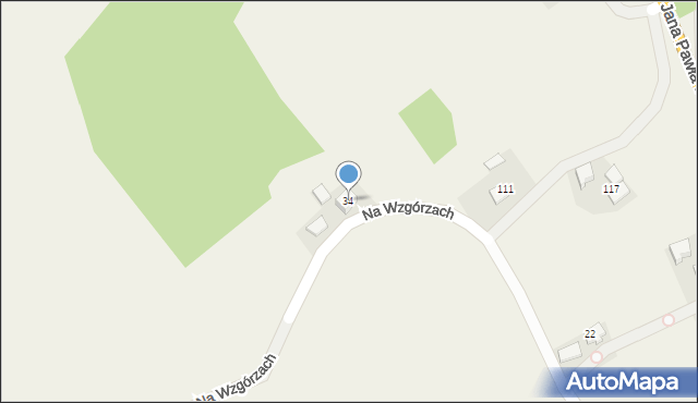 Radocza, Na Wzgórzach, 34, mapa Radocza