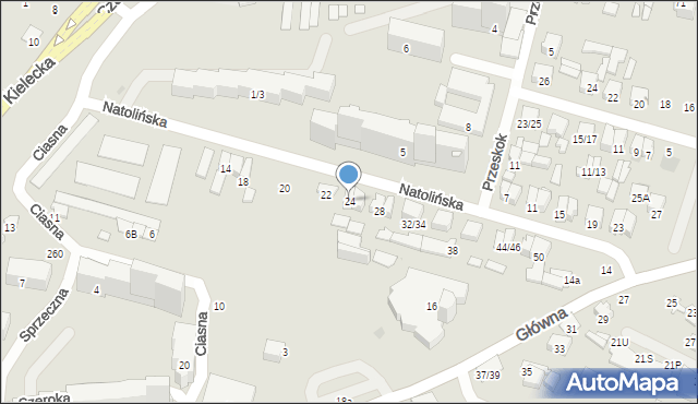 Radom, Natolińska, 24, mapa Radomia