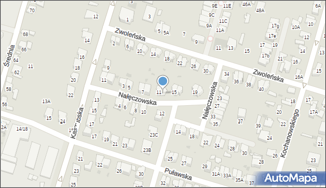 Radom, Nałęczowska, 13, mapa Radomia