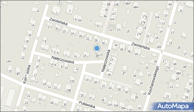 Radom, Nałęczowska, 19, mapa Radomia