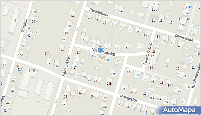 Radom, Nałęczowska, 8A, mapa Radomia
