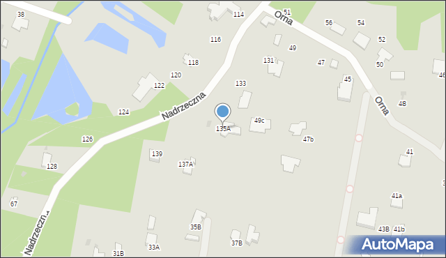 Radom, Nadrzeczna, 135A, mapa Radomia