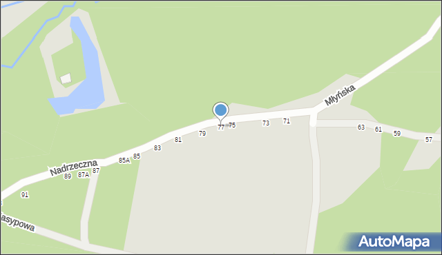 Radom, Nadrzeczna, 77, mapa Radomia