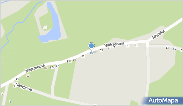 Radom, Nadrzeczna, 81, mapa Radomia