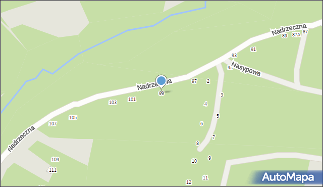Radom, Nadrzeczna, 99, mapa Radomia