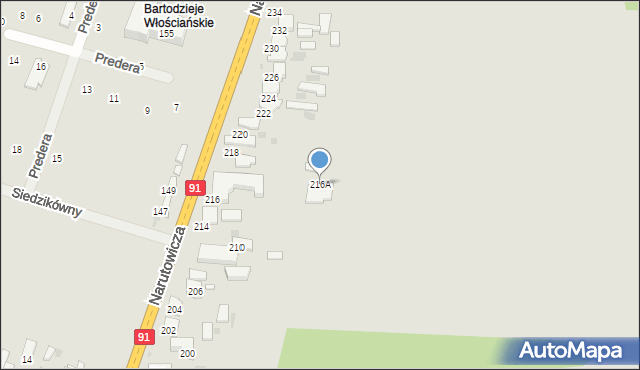 Radomsko, Narutowicza Gabriela, 216A, mapa Radomsko