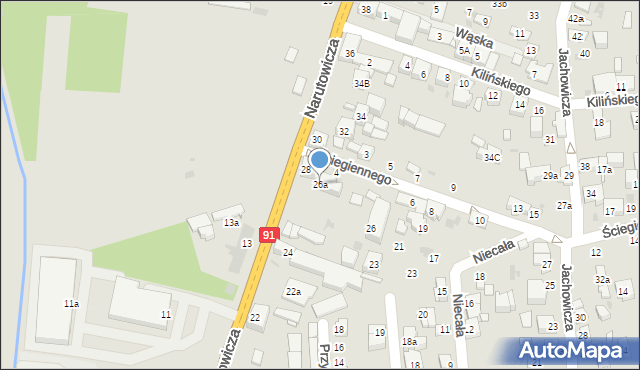Radomsko, Narutowicza Gabriela, 26a, mapa Radomsko
