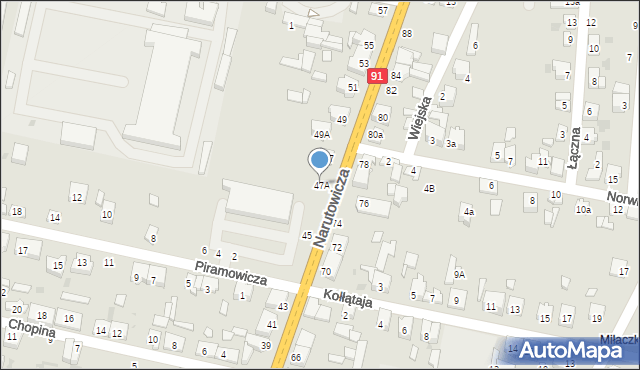 Radomsko, Narutowicza Gabriela, 47A, mapa Radomsko