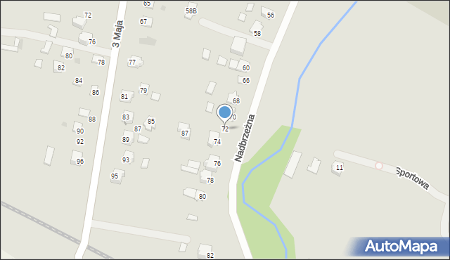 Radymno, Nadbrzeżna, 72, mapa Radymno