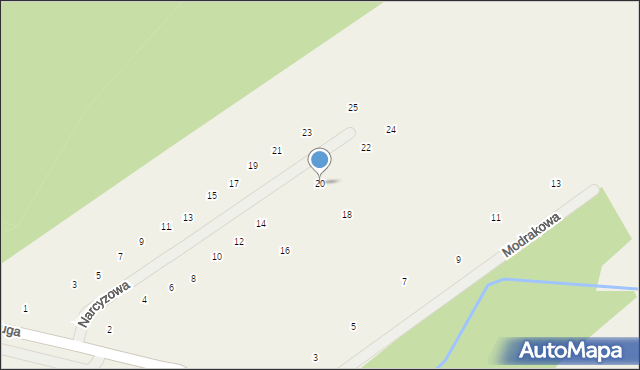 Radzewice, Narcyzowa, 20, mapa Radzewice