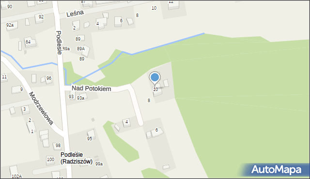 Radziszów, Nad Potokiem, 10, mapa Radziszów