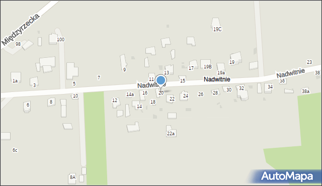 Radzyń Podlaski, Nadwitnie, 20, mapa Radzyń Podlaski