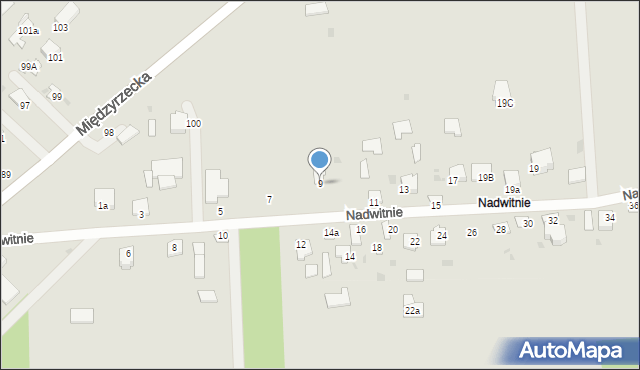 Radzyń Podlaski, Nadwitnie, 9, mapa Radzyń Podlaski