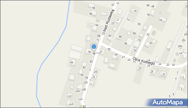 Rudawa, Nad Rudawką, 78, mapa Rudawa