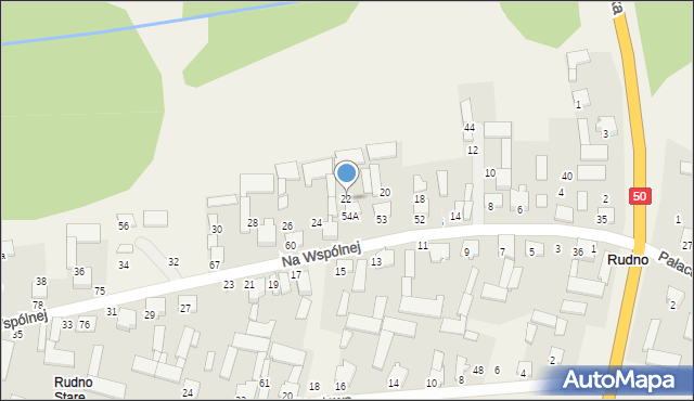 Rudno, Na Wspólnej, 22, mapa Rudno