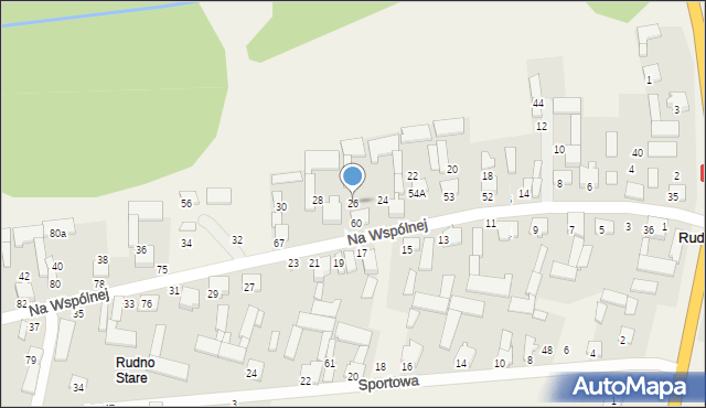 Rudno, Na Wspólnej, 26, mapa Rudno