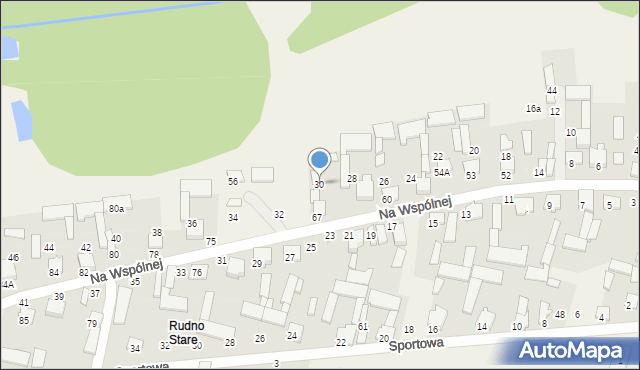 Rudno, Na Wspólnej, 30, mapa Rudno