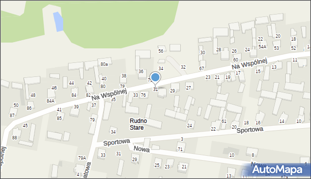 Rudno, Na Wspólnej, 31, mapa Rudno