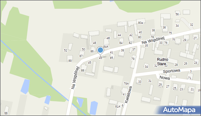 Rudno, Na Wspólnej, 43, mapa Rudno