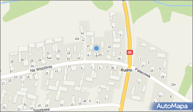 Rudno, Na Wspólnej, 6, mapa Rudno