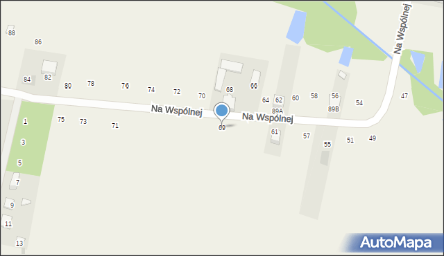 Rudno, Na Wspólnej, 69, mapa Rudno