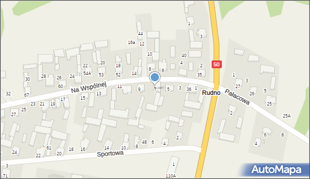 Rudno, Na Wspólnej, 7, mapa Rudno