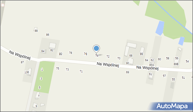 Rudno, Na Wspólnej, 74, mapa Rudno