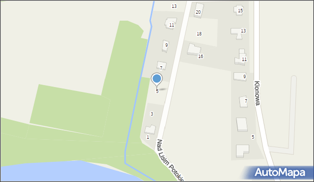 Rudziniec, Nad Lisim Potokiem, 5, mapa Rudziniec