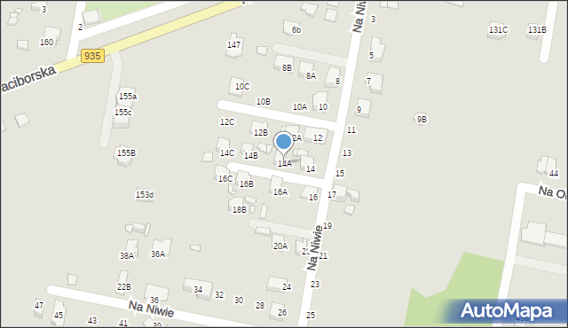 Rybnik, Na Niwie, 14A, mapa Rybnika