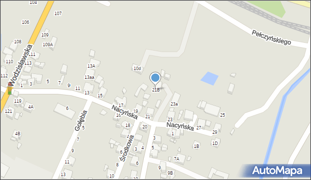 Rybnik, Nacyńska, 21B, mapa Rybnika