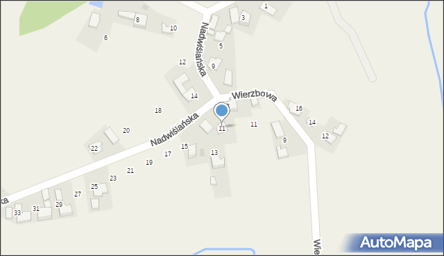 Ryczów, Nadwiślańska, 11, mapa Ryczów
