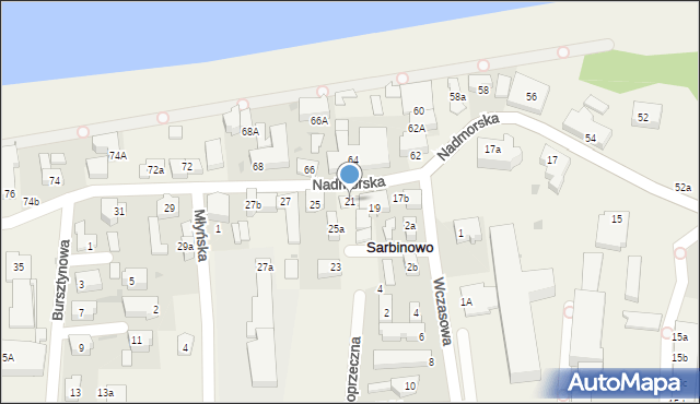 Sarbinowo, Nadmorska, 21, mapa Sarbinowo