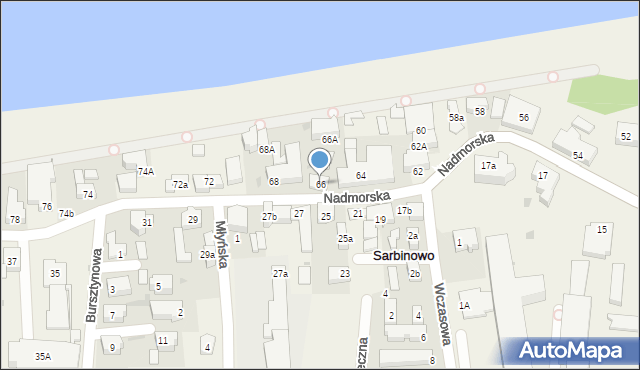 Sarbinowo, Nadmorska, 66, mapa Sarbinowo