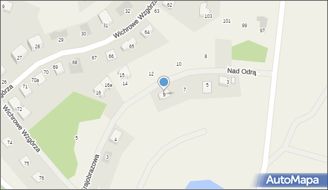 Siadło Dolne, Nad Odrą, 9, mapa Siadło Dolne
