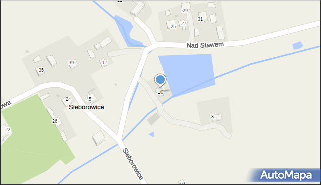 Sieborowice, Nad Stawem, 10, mapa Sieborowice