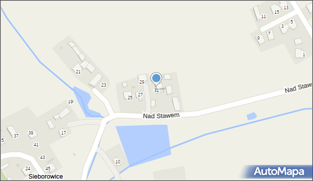 Sieborowice, Nad Stawem, 31, mapa Sieborowice
