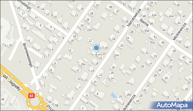 Siedlce, Narutowicza Gabriela, 21A, mapa Siedlce